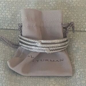 EUC Authentic David Yurman Silver Labyrinth Double Pave Diamonds Bracelet